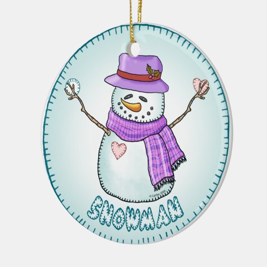 Mattiert Snowman Keramik Ornament (Links)