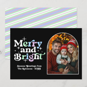 Mattiert Winter Modernes Retro Weihnachtsfamilien Feiertagskarte