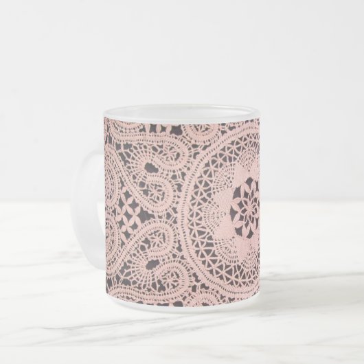 Mattierte 10 oz Mattierte Glass Tasse LACE (Vorderseite Links)