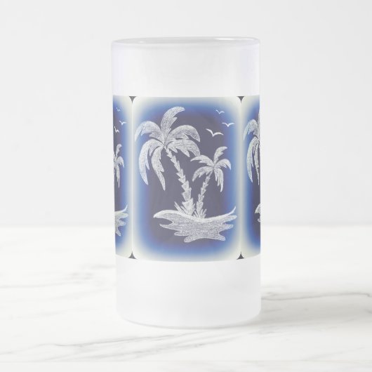 Mattierte 16 Unze hohe GlasTasse mit Palmen Mattglas Bierglas (Mittel)