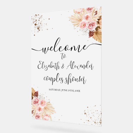 Mattierte Akryllische Begrüßungssignatur Boho Paar Acrylschild (Winkel)