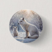 "Mattierte Anleihen: The Arctic Fox and their Cub" Button (Vorderseite)