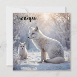 "Mattierte Anleihen: The Arctic Fox and their Cub" Dankeskarte