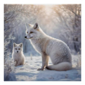"Mattierte Anleihen: The Arctic Fox and their Cub" Poster (Vorderseite)