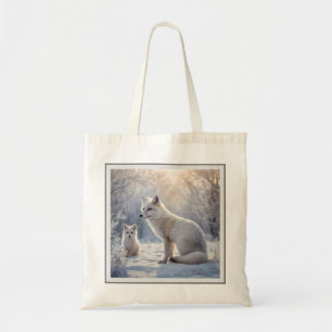 "Mattierte Anleihen: The Arctic Fox and their Cub" Tragetasche