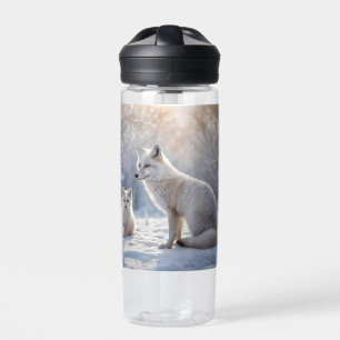 "Mattierte Anleihen: The Arctic Fox and their Cub" Trinkflasche