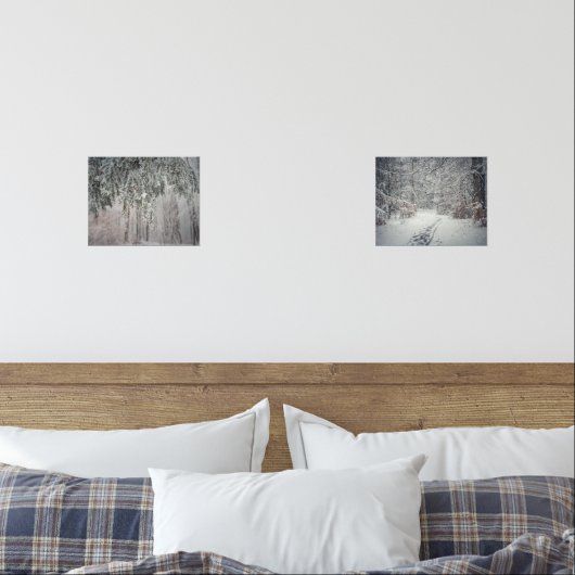 Mattierte Äste und ein schneebedeckter Wald Bilderwand Sets (Schlafzimmer)