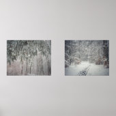 Mattierte Äste und ein schneebedeckter Wald Bilderwand Sets (Vorderseite)