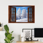 Mattierte Baumkronen Winter Scene Window Illusion Poster (Heimbüro)
