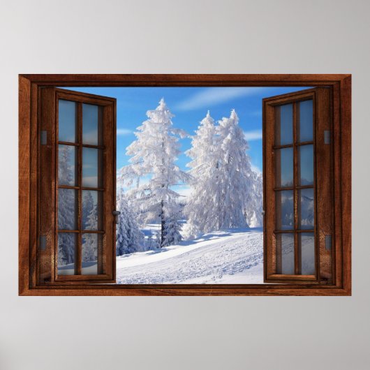 Mattierte Baumkronen Winter Scene Window Illusion Poster (Vorne)