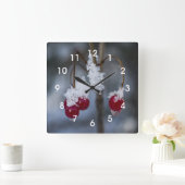 Mattierte Berries Quadratische Wanduhr (Zuhause)