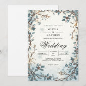 Mattierte Berry Arch Winter Wedding Einladung (Vorne/Hinten)