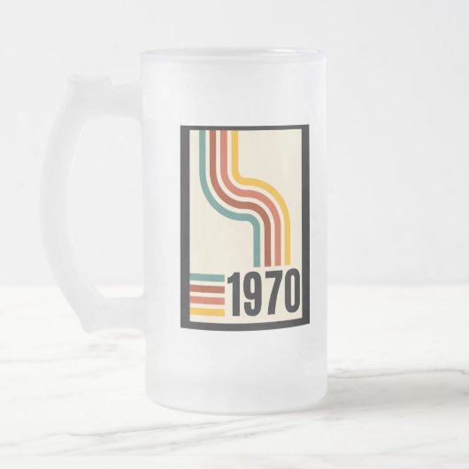 Mattierte Bier Tasse 1970 Retro Vintag (Links)