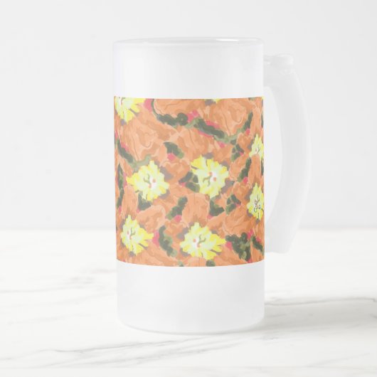 Mattierte Bier-Tasse : Blume Mattglas Bierglas (VorderseiteRechts)