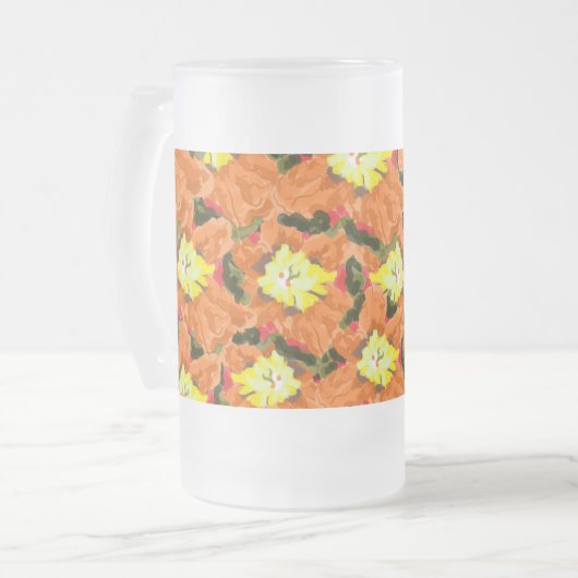 Mattierte Bier-Tasse : Blume Mattglas Bierglas (Vorderseite Links)