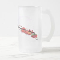 Mattierte Bier-Tasse: Geige mit Rose