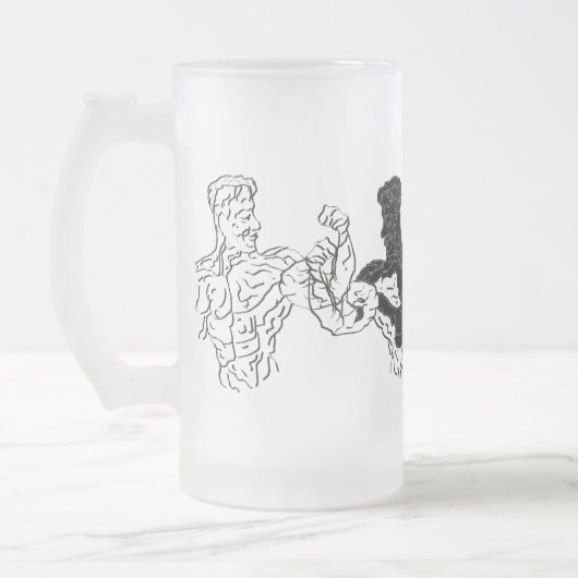 Mattierte Bier-Tasse : Körperbauer Mattglas Bierglas (Links)