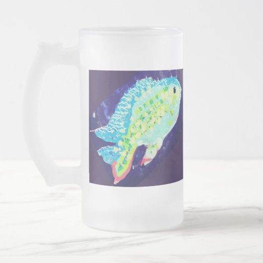 Mattierte Bier-Tasse: Tropicle Fish Mattglas Bierglas (Links)
