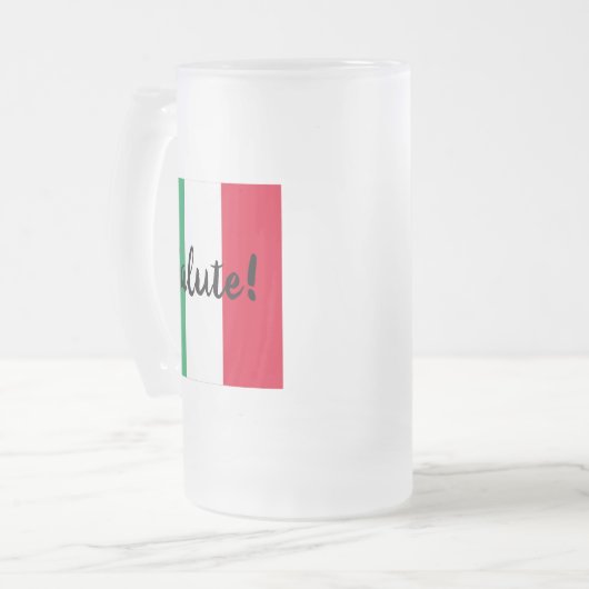 Mattierte Bier-Tasse unter italienischer Flagge Mattglas Bierglas (Vorderseite Links)