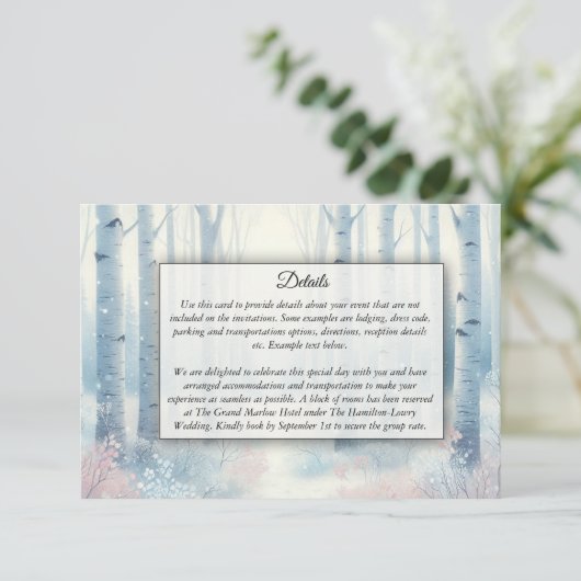 Mattierte Blauwaldhochzeit Begleitkarte (Stehend Vorderseite)