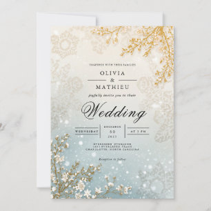 Mattierte BlomWinter Romance Hochzeit Einladung