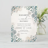 Mattierte Botanische Winterhochzeit Einladung (Stehend Vorderseite)