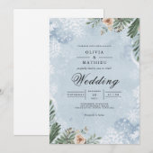 Mattierte botanische Winterhochzeit Einladung (Vorne/Hinten)