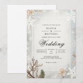 Mattierte Branch Winter Hochzeit Einladung (Vorne/Hinten)