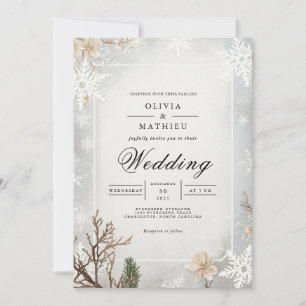 Mattierte Branch Winter Hochzeit Einladung