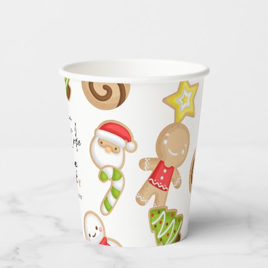 Mattierte Cookies Weihnachts-Cookie-Exchange-Party Pappbecher (Rückseite)