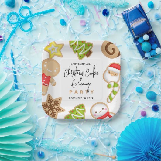 Mattierte Cookies Weihnachts-Cookie-Exchange-Party Pappteller (Party)