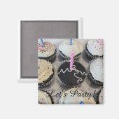 Mattierte Cupcakes Party Magnet (Vorderseite/Rückseite)