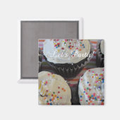 Mattierte Cupcakes Party Zeit Magnet (Vorderseite/Rückseite)