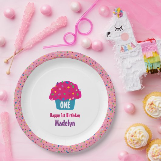 Mattierte Cupcakes Regenbogen Pinakothek Pappteller (Party)