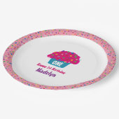 Mattierte Cupcakes Regenbogen Pinakothek Pappteller (Schrägansicht)