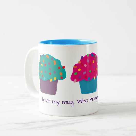 Mattierte Cupcakes Regenbogen Sprinkle Whimsisches Zweifarbige Tasse (Vorderseite Links)
