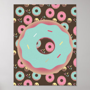 Mattierte Donut 3D Sprinkles Mauer Aquamarines Pos Poster