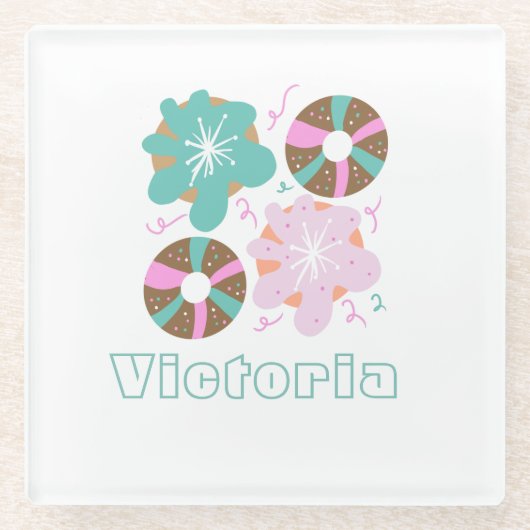 Mattierte Donuts Pink Doodles Glasuntersetzer (Vorderseite)