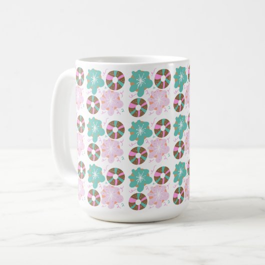 Mattierte Donuts Pink Doodles Kaffeetasse (Vorderseite Links)