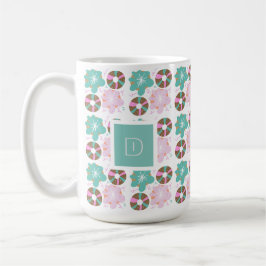 Mattierte Donuts Rosa Doodles Initial Kaffeetasse