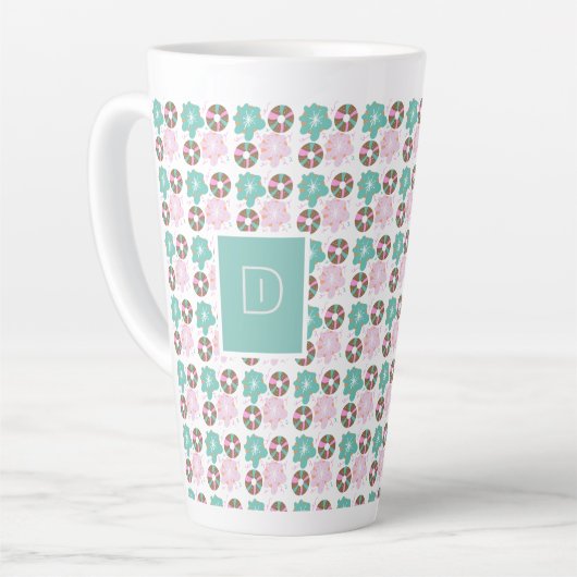 Mattierte Donuts Rosa Doodles Initial Milchtasse (Linke Ecke)
