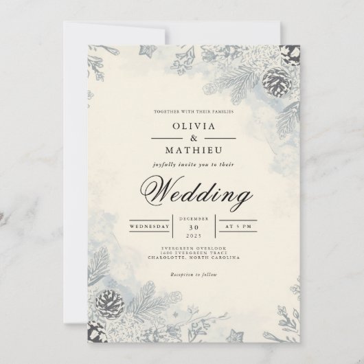 Mattierte Evergreen Arch Wedding Einladung (Vorderseite)