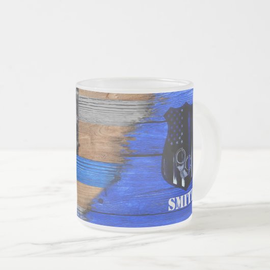 Mattierte Flag Thin Blue Line-Tasse Mattglastasse (VorderseiteRechts)