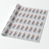 Mattierte Fronten, Icy Pine Needles, Roter Winter Geschenkpapier (Ungerollt)