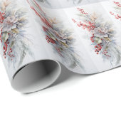 Mattierte Fronten, Icy Pine Needles, Roter Winter Geschenkpapier (Rolleneckpunkt)