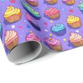 Mattierte Fun Cupcake Muster: Whimsical Bakery Geschenkpapier (Rolleneckpunkt)
