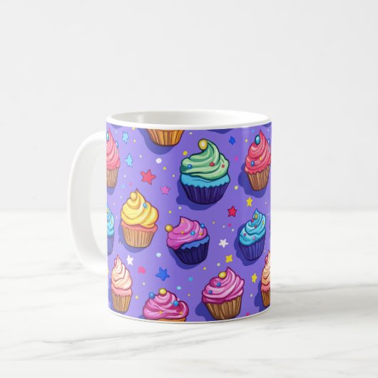 Mattierte Fun Cupcake Muster: Whimsical Bakery Kaffeetasse (Vorderseite Links)