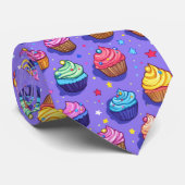 Mattierte Fun Cupcake Muster: Whimsical Bakery Krawatte (Gerollt)