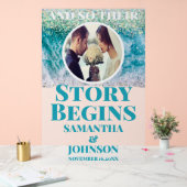 Mattierte Geschichte beginnt Beach Wedding Willkom Acrylschild (Hochzeit)