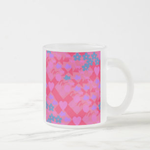 MATTIERTE GLASKAFFEE-MUGS - HEARTS DESIGN - GIFTS MATTGLASTASSE